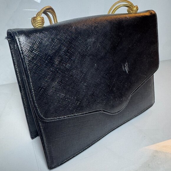 Vintage Black Clutch Gold Chain Detailing - Picture 10 of 16
